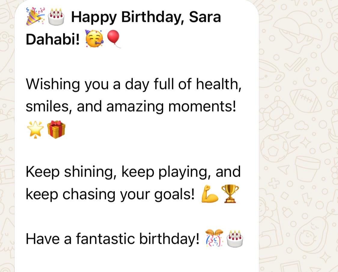 Example Coacherz WhatsApp birthday wish